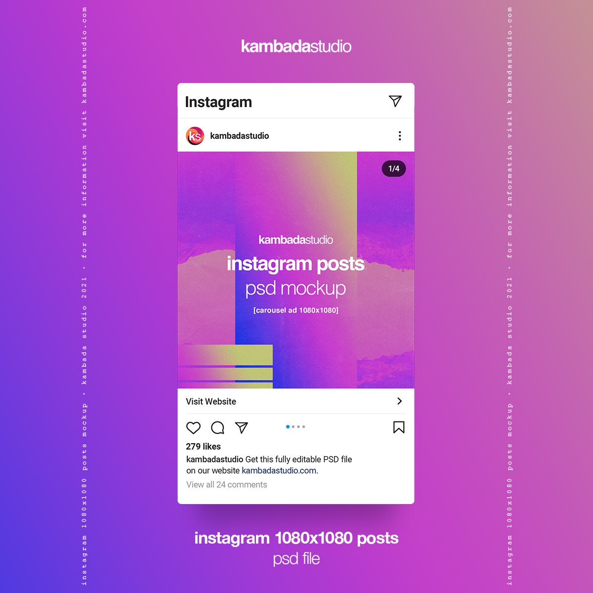 This instagram post mockup is created for instagram template designers to showcase their design in a . Instagram 1080x1080 Posts Psd Mockup Kambada Studio