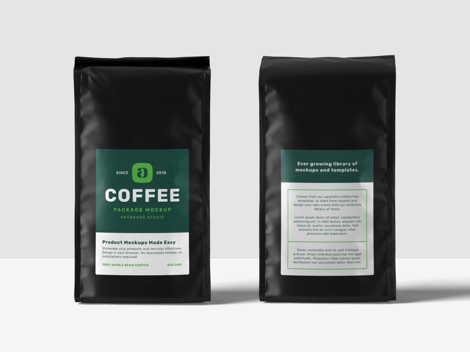 Matte coffee bags mockups psd. Coffee Packaging Mockup Scene