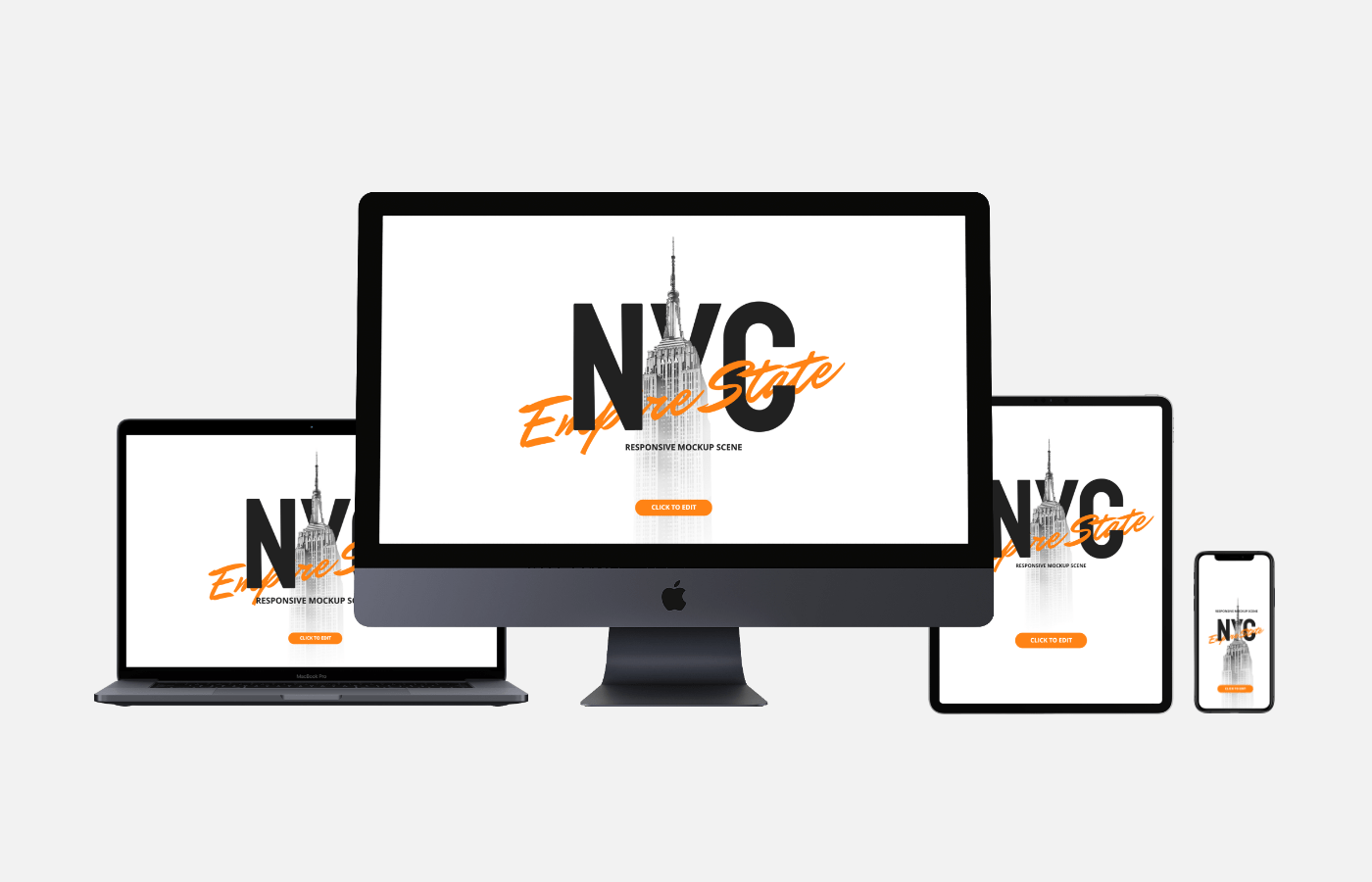 List of time saver responsive devices mockups to present your web designs and other projects. Apple Devices Responsive Mockup Scene