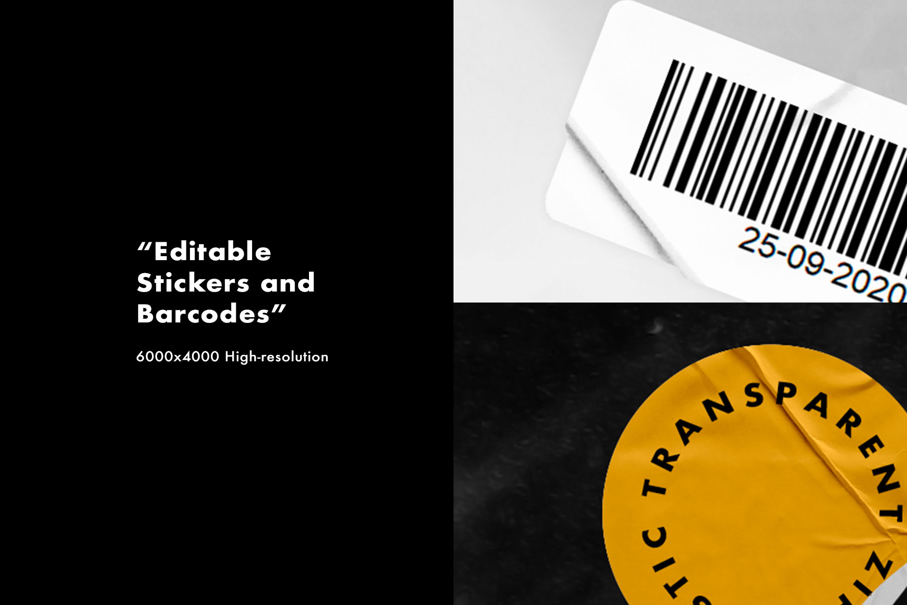 The best sticker mockup to share logotypes and artwork for businesses, sports brands, musicians, social and political movements, holidays, etc. Small Plastic Zip With Sticker Barcode Mockups Free Download Photoshop Template Psd File