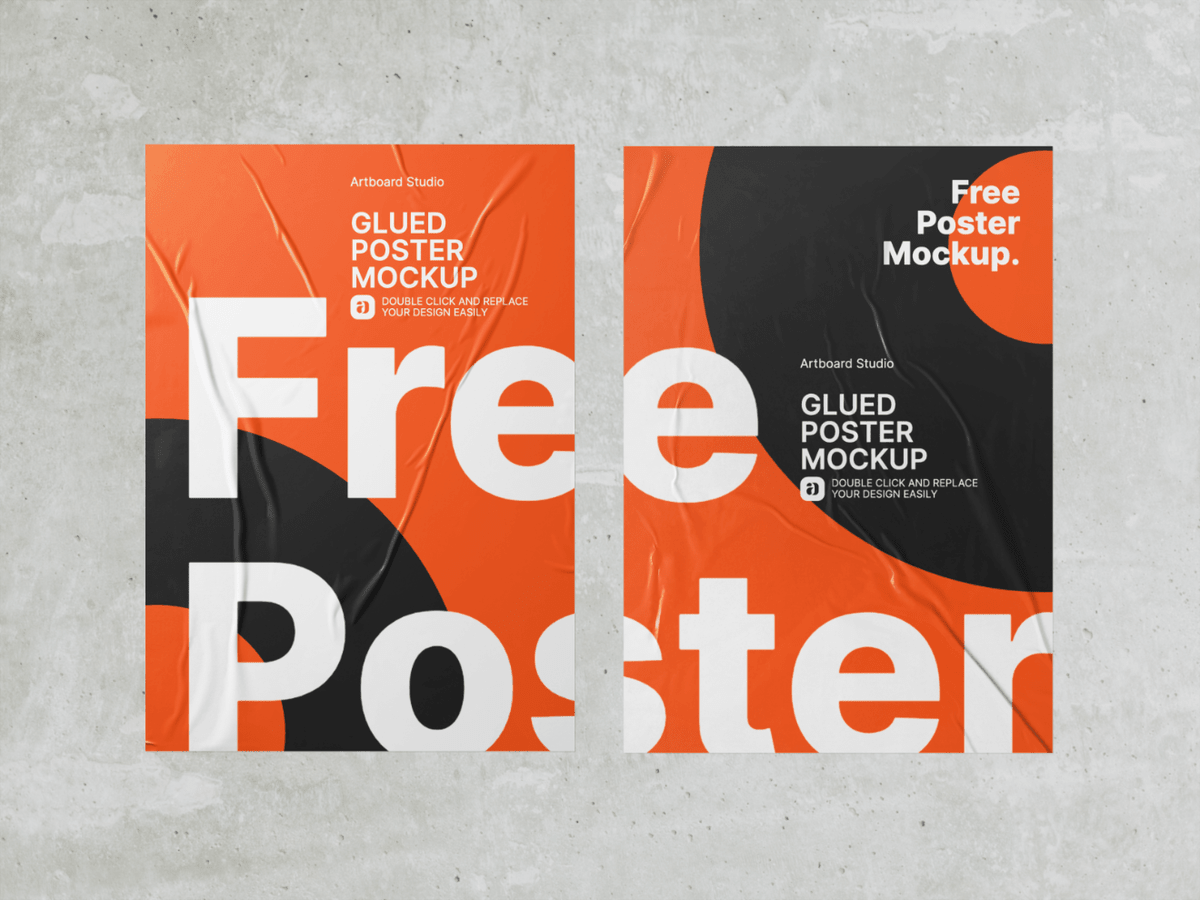 Which includes one open and two folded posters in one scene so create and showcase your design with this free mockup. Free Glued Poster Mockup Template